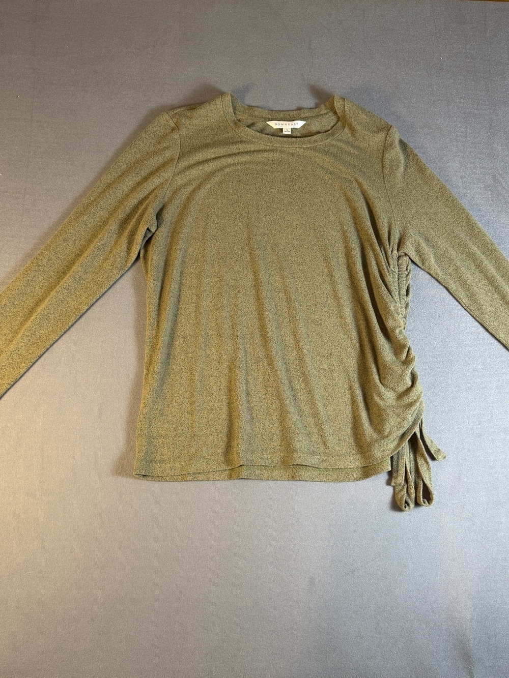 DownEast Olive Side-Tie Long Sleeve Top